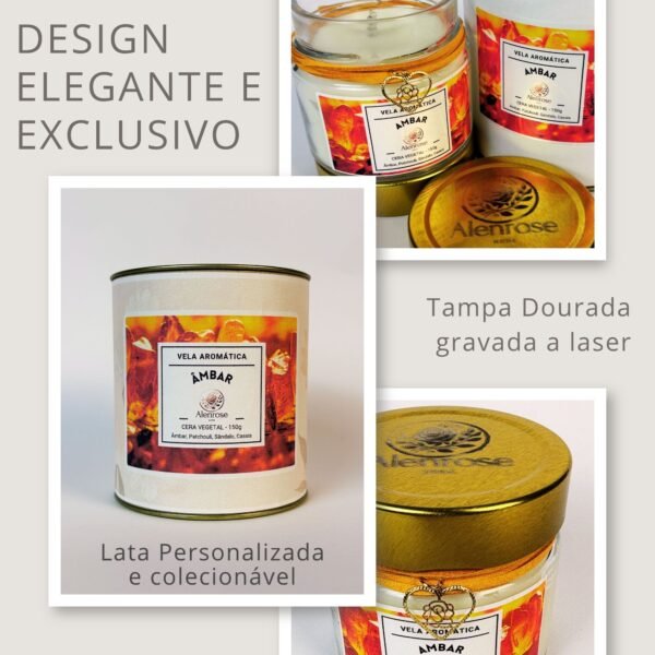 Vela Aromática Âmbar, Palo Santo e Benzoim