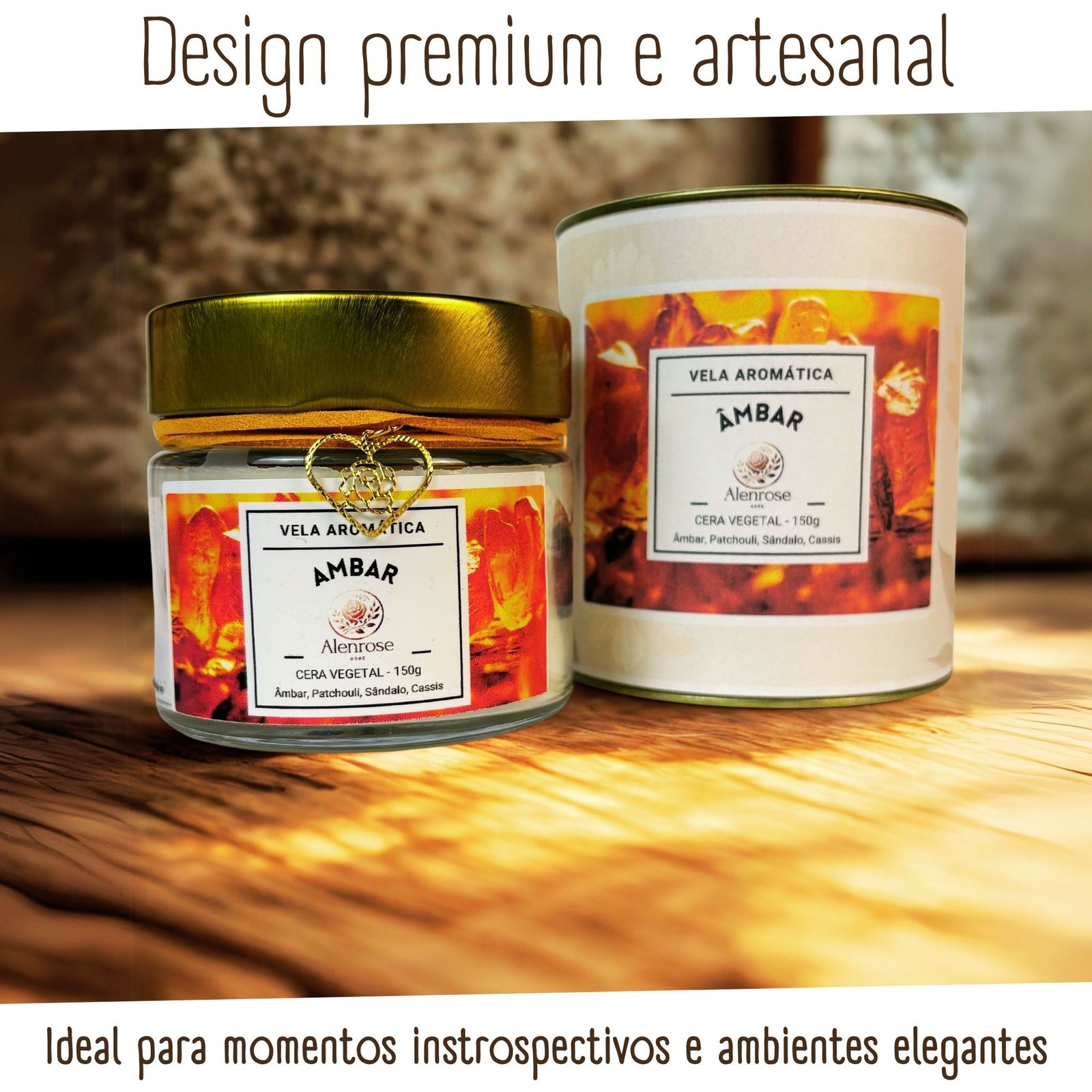 Vela Aromática Âmbar, Palo Santo e Benzoim