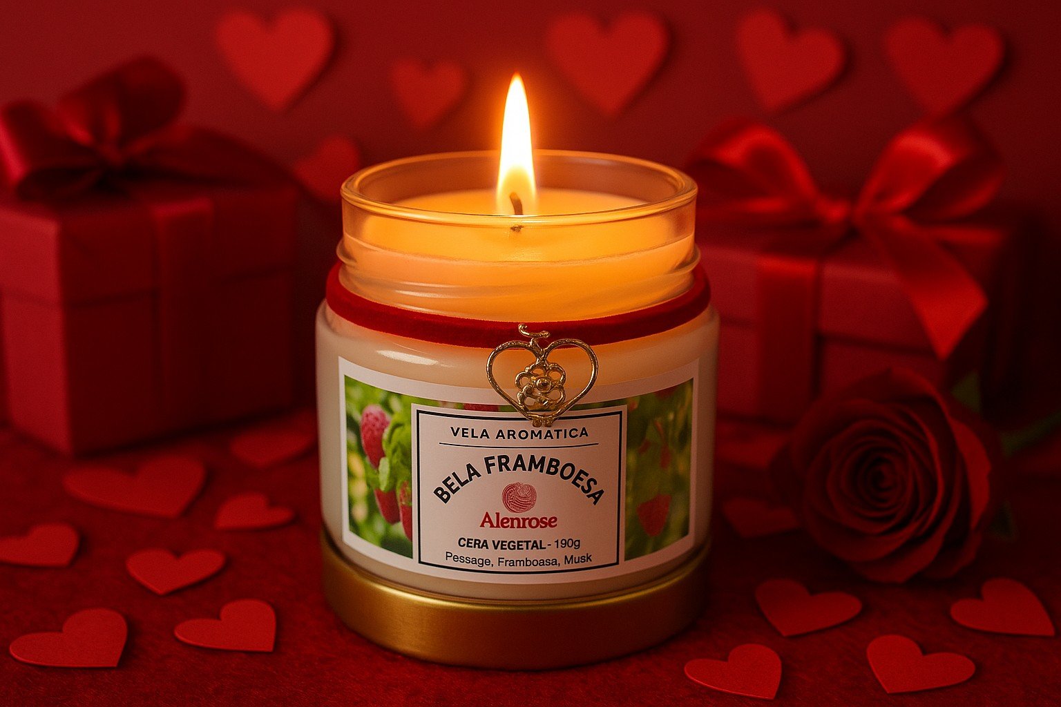 Vela Aromática Bela Framboesa Coleção Sentidos Alenrose.