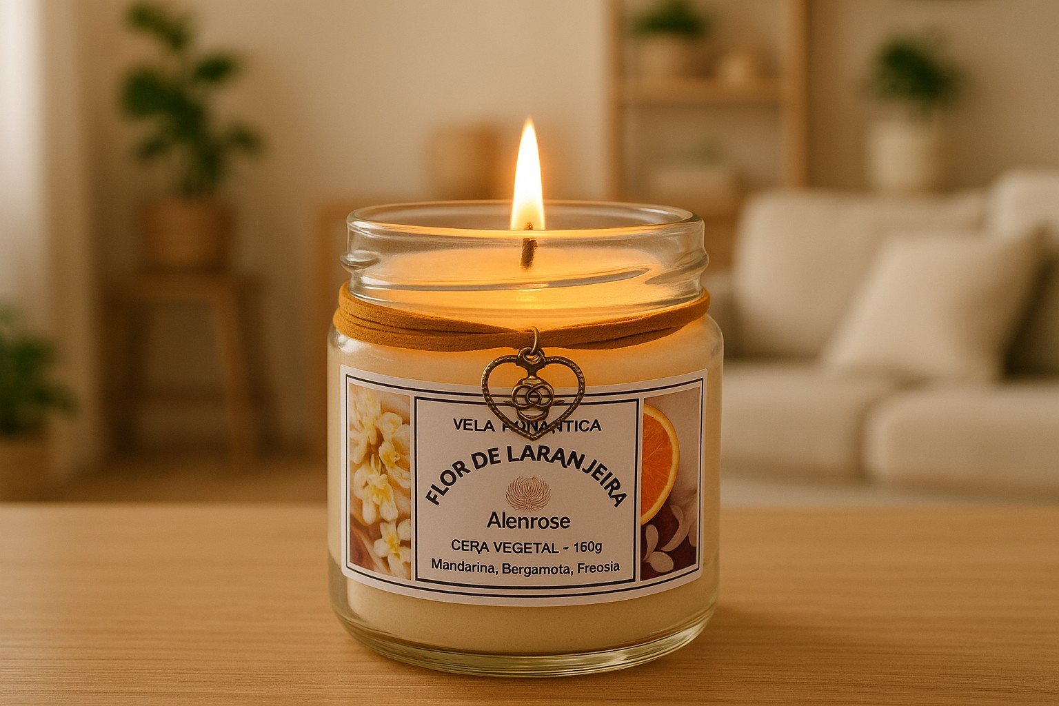 Vela Aromática Flor de Laranjeira Coleção Sentidos Alenrose.