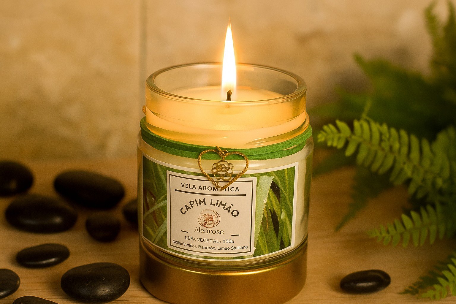 Vela Aromática Capim Limão Coleção Sentidos Alenrose.