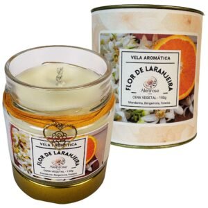 Vela Aromática Flor de Laranjeira Alenrose – Chypre Frutal, Feminina e Radiante, Cera de Coco 100% Vegetal, 150g