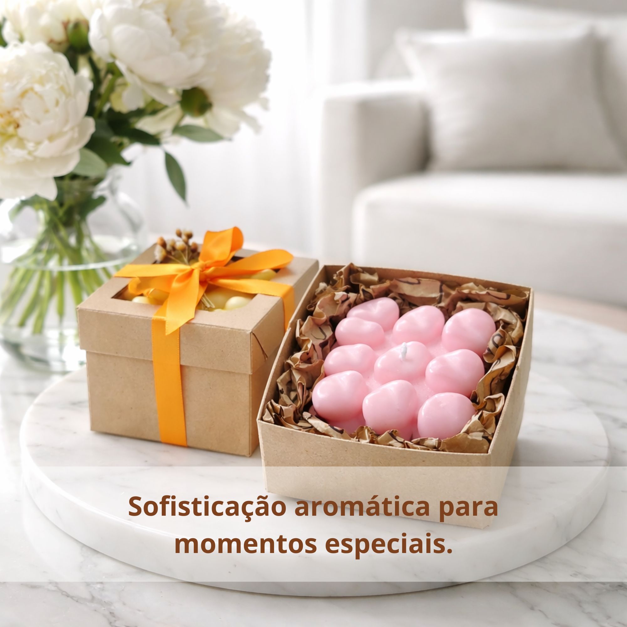 Kit Velas Aromáticas Decorativas Corações Modernos Artesanais em Cera Vegetal de Coco para Decoração e Presente - Imagem 2