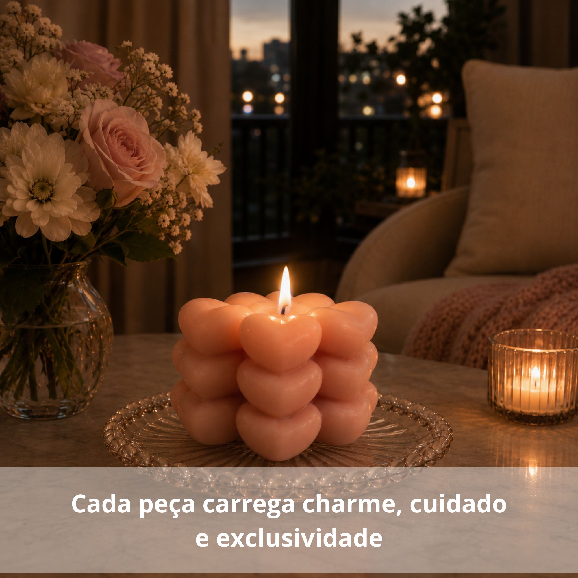 Vela decorativa Cubo de coração